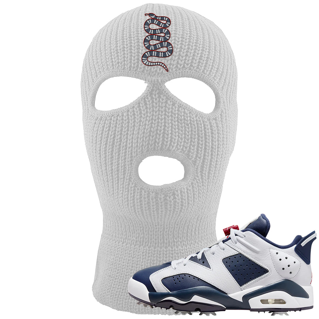 Golf Olympic Low 6s Ski Mask | Coiled Snake, White