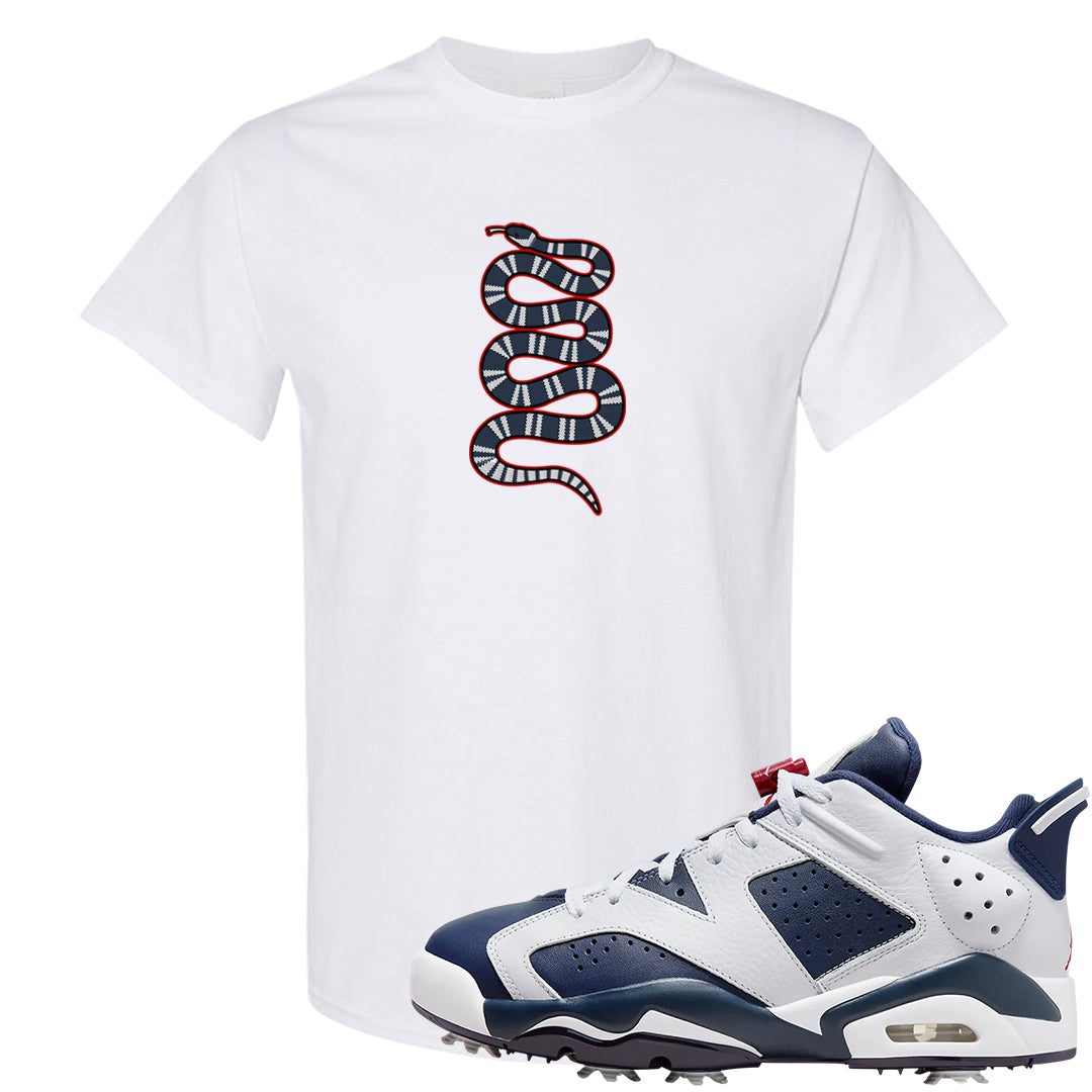 Golf Olympic Low 6s T Shirt | Coiled Snake, White