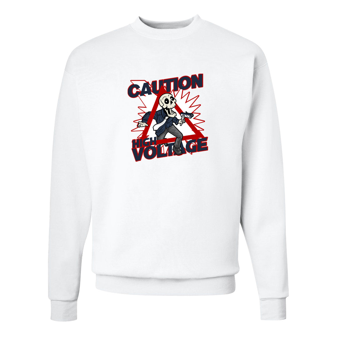 Golf Olympic Low 6s Crewneck Sweatshirt | Caution High Voltage, White