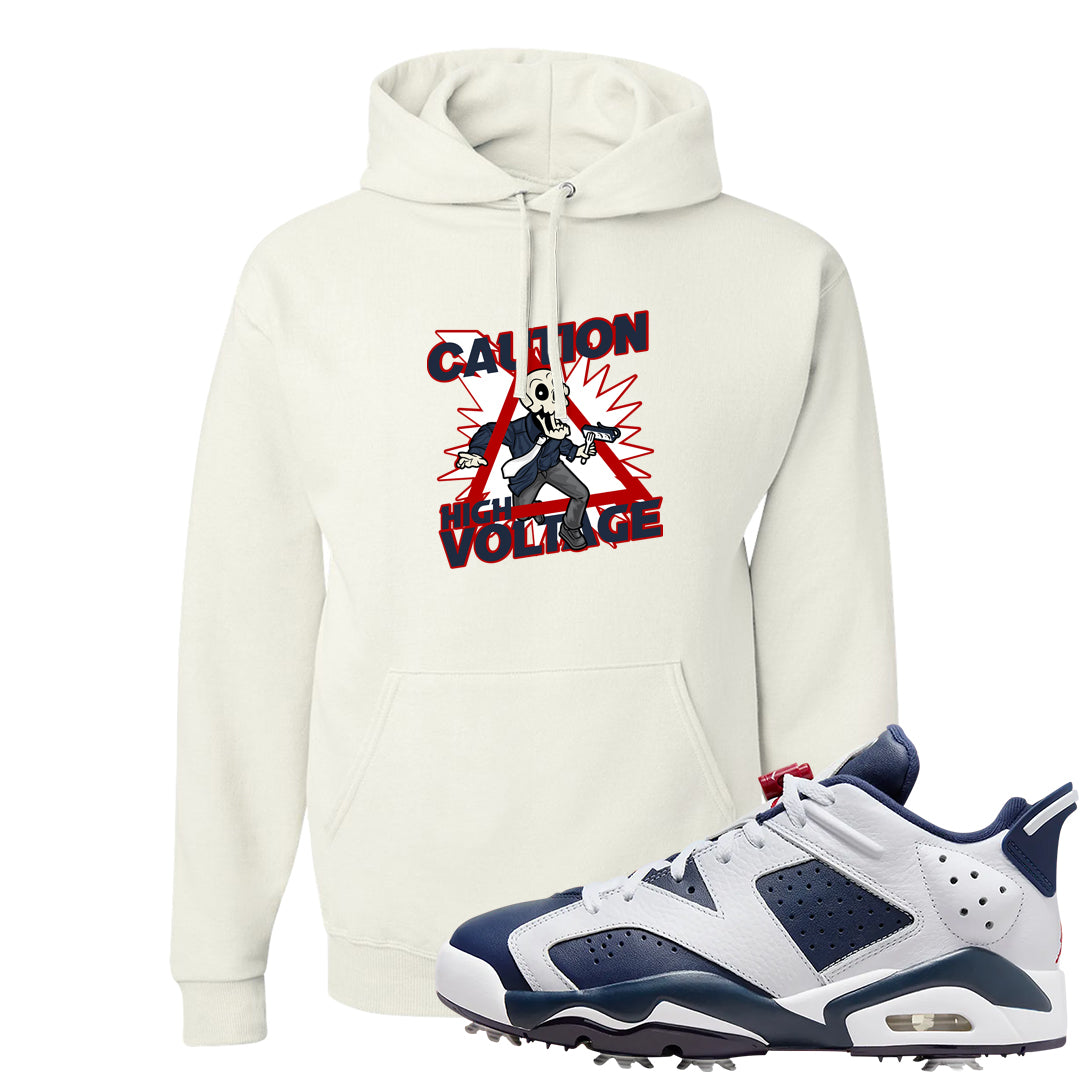 Golf Olympic Low 6s Hoodie | Caution High Voltage, White