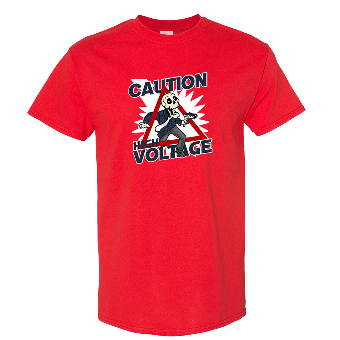 Golf Olympic Low 6s T Shirt | Caution High Voltage, Red