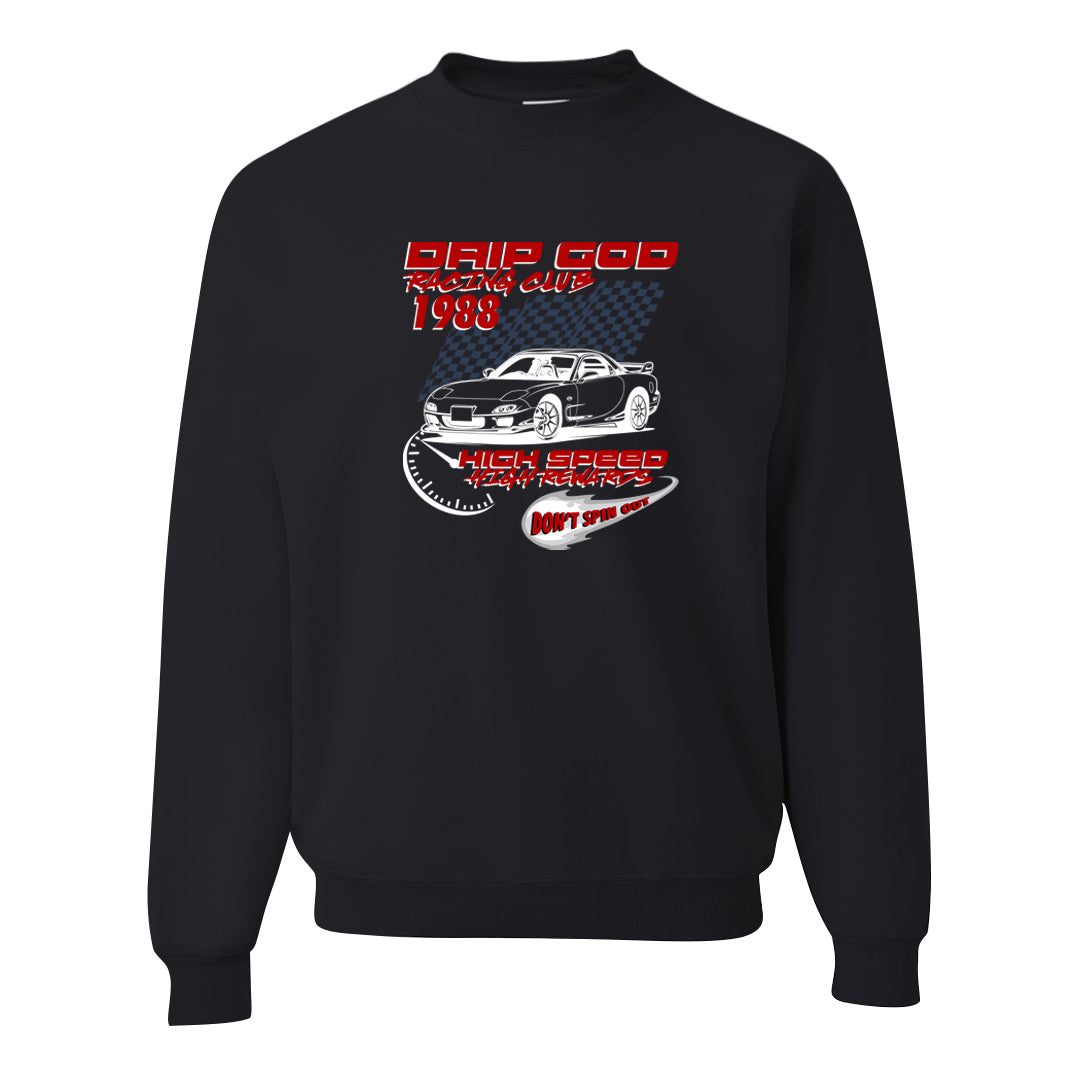 Golf Olympic Low 6s Crewneck Sweatshirt | Drip God Racing Club, Black