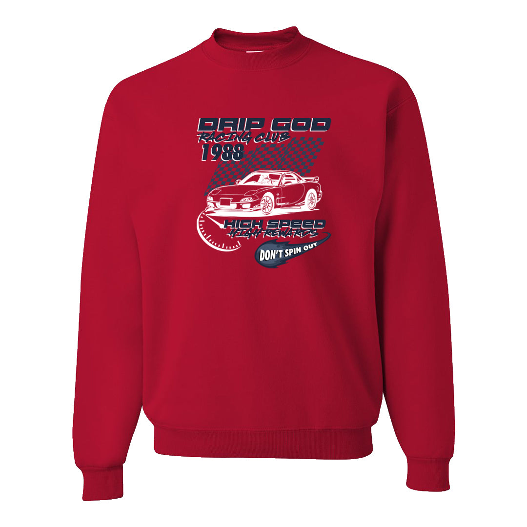 Golf Olympic Low 6s Crewneck Sweatshirt | Drip God Racing Club, Red