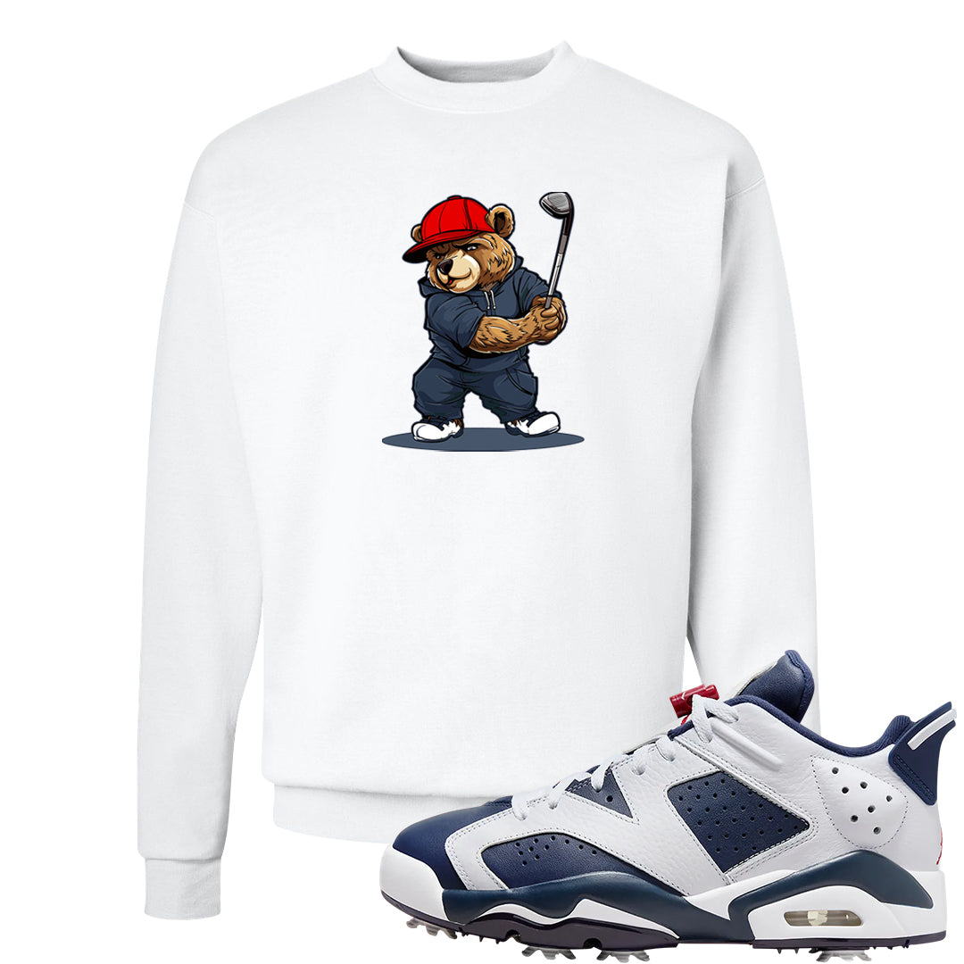 Golf Olympic Low 6s Crewneck Sweatshirt | Golf Bear, White