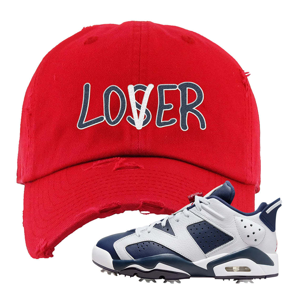 Golf Olympic Low 6s Distressed Dad Hat | Lover, Red