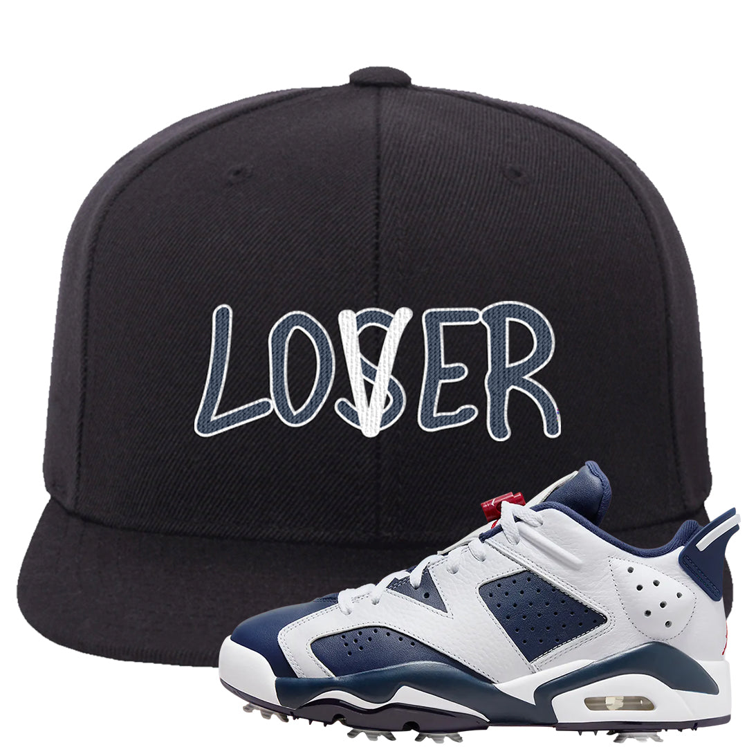 Golf Olympic Low 6s Snapback Hat | Lover, Black