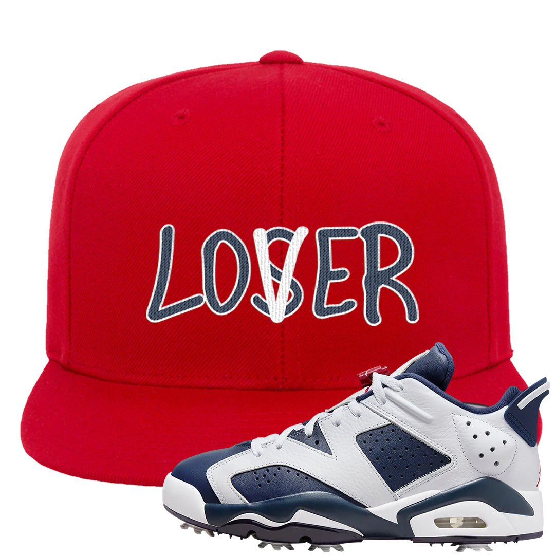 Golf Olympic Low 6s Snapback Hat | Lover, Red