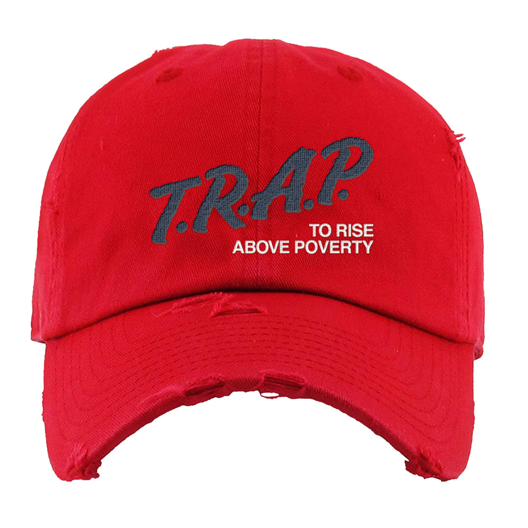 Golf Olympic Low 6s Distressed Dad Hat | Trap To Rise Above Poverty, Red