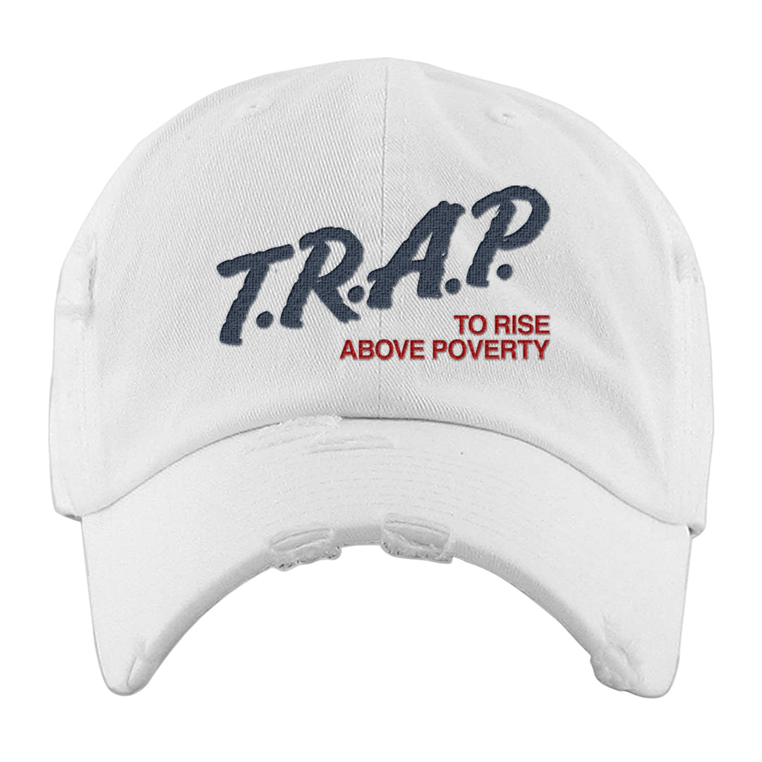 Golf Olympic Low 6s Distressed Dad Hat | Trap To Rise Above Poverty, White