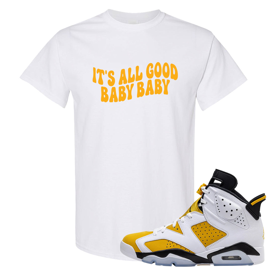 Yellow Ochre 6s T Shirt | All Good Baby, White