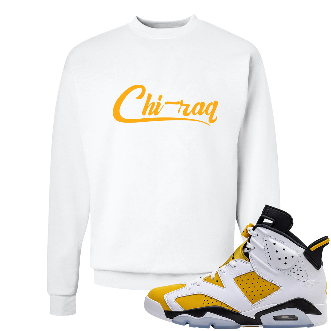 Yellow Ochre 6s Crewneck Sweatshirt | Chiraq, White