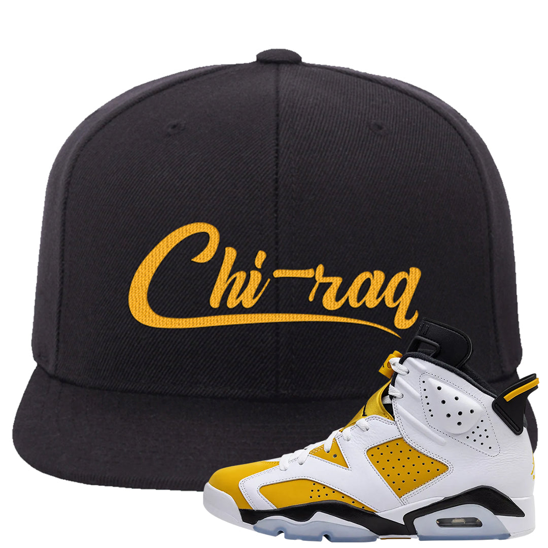 Yellow Ochre 6s Snapback Hat | Chiraq, Black