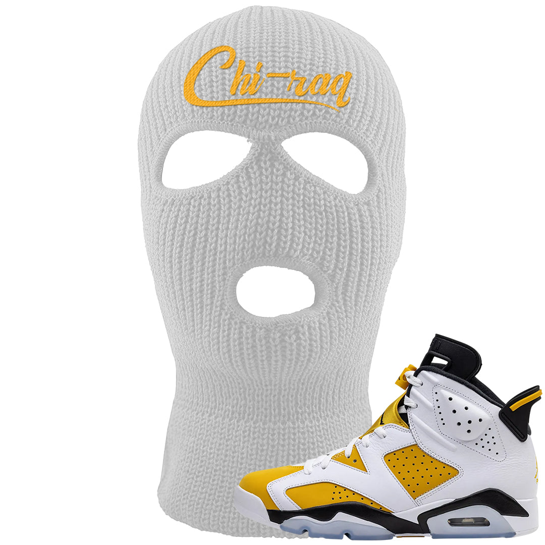 Yellow Ochre 6s Ski Mask | Chiraq, White