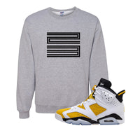 Yellow Ochre 6s Crewneck Sweatshirt | Double Line 23, Ash