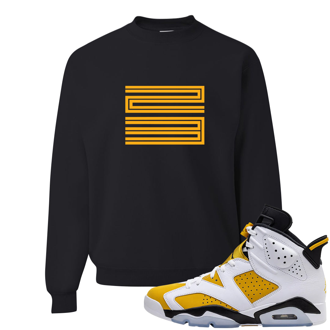 Yellow Ochre 6s Crewneck Sweatshirt | Double Line 23, Black