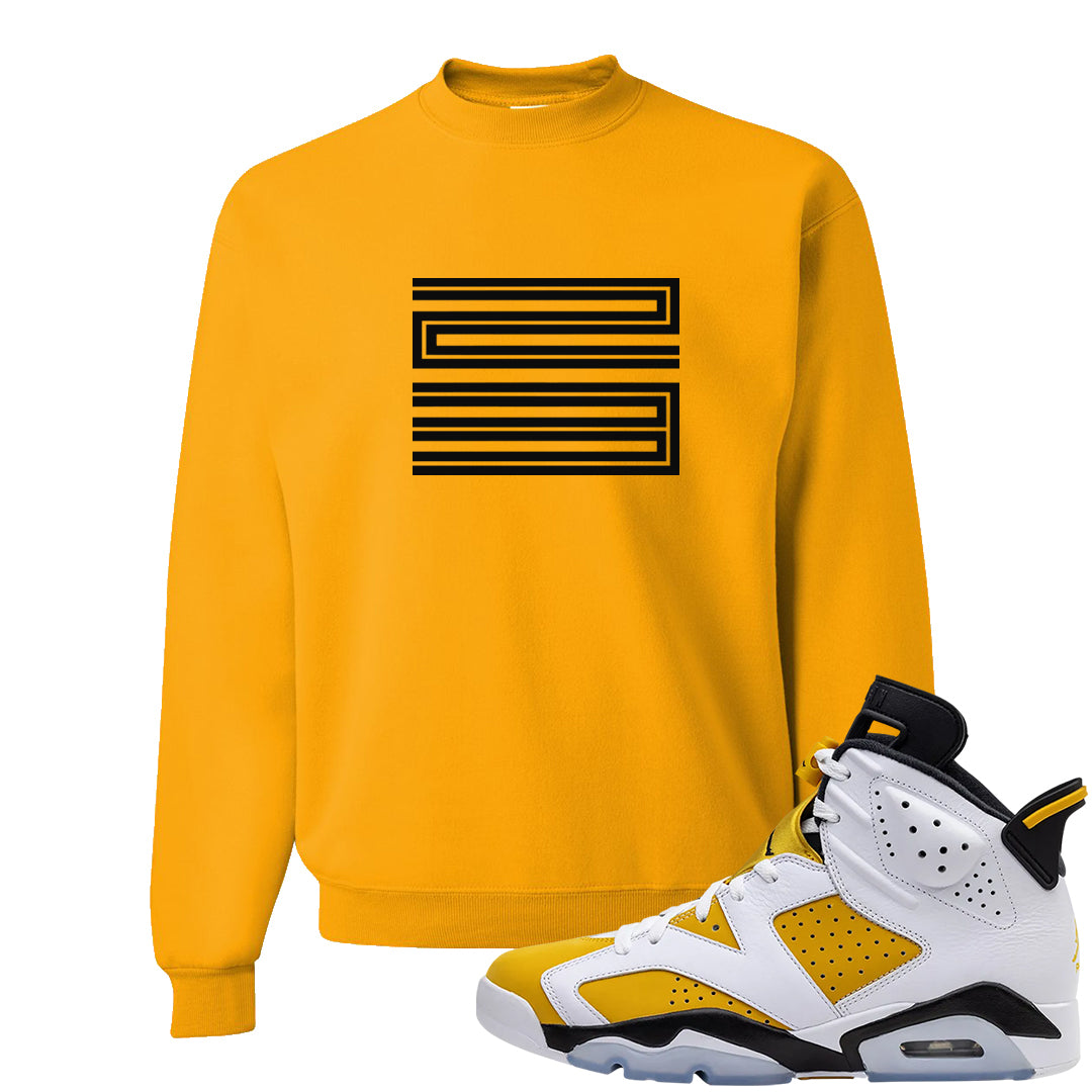 Yellow Ochre 6s Crewneck Sweatshirt | Double Line 23, Gold