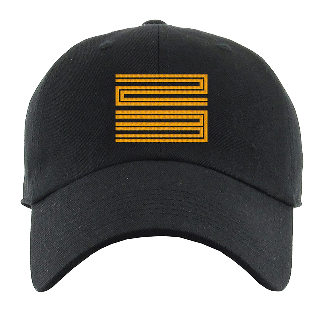 Yellow Ochre 6s Dad Hat | Double Line 23, Black