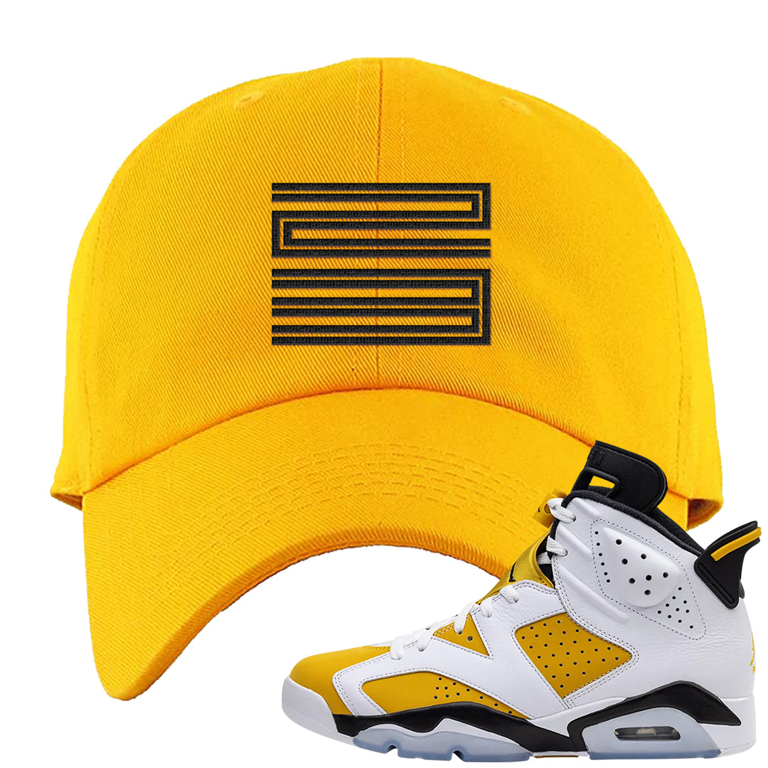 Yellow Ochre 6s Dad Hat | Double Line 23, Gold