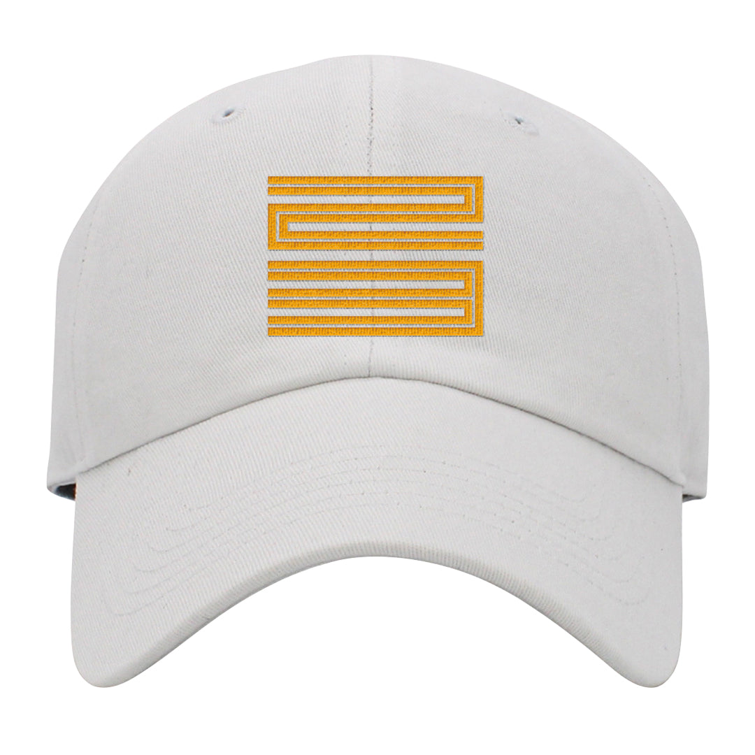 Yellow Ochre 6s Dad Hat | Double Line 23, White
