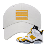 Yellow Ochre 6s Dad Hat | Double Line 23, White