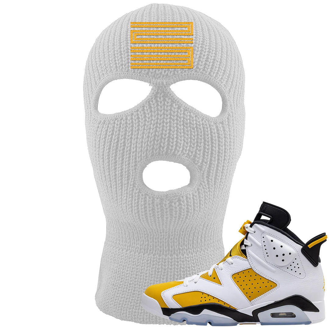 Yellow Ochre 6s Ski Mask | Double Line 23, White