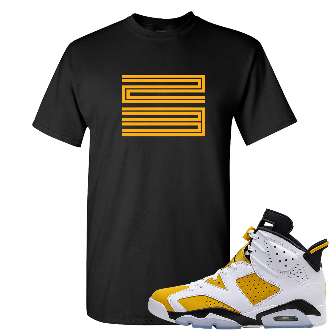 Yellow Ochre 6s T Shirt | Double Line 23, Black