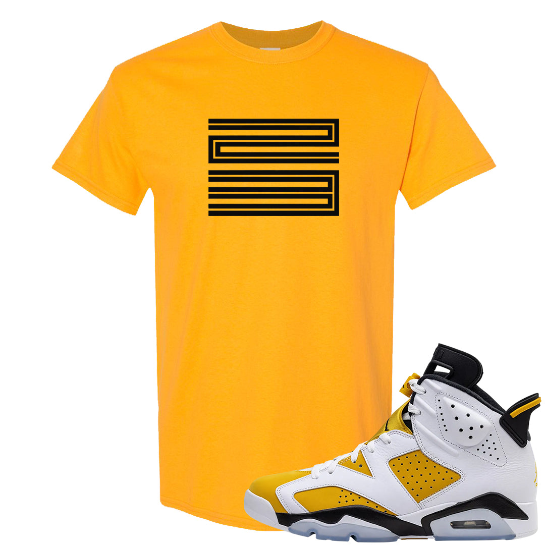 Yellow Ochre 6s T Shirt | Double Line 23, Gold