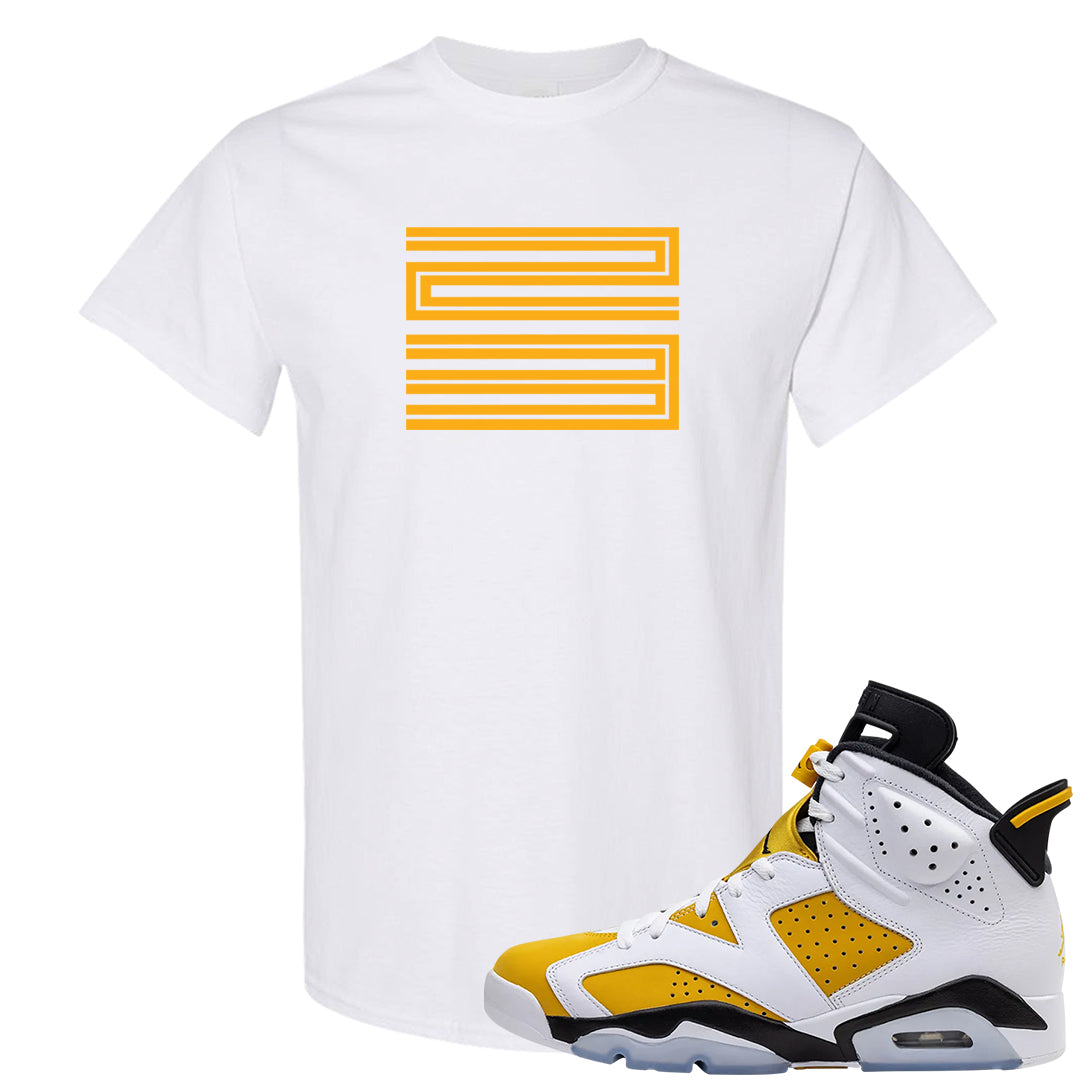 Yellow Ochre 6s T Shirt | Double Line 23, White