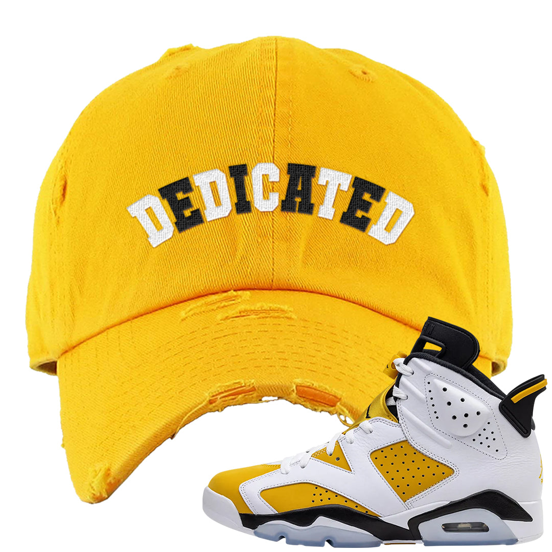 Yellow Ochre 6s Distressed Dad Hat | Dedicated, Gold