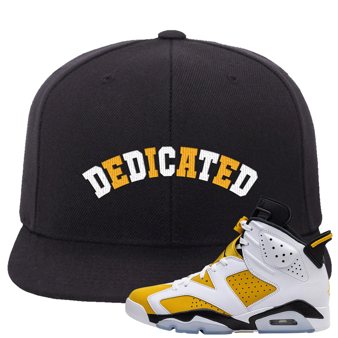Yellow Ochre 6s Snapback Hat | Dedicated, Black