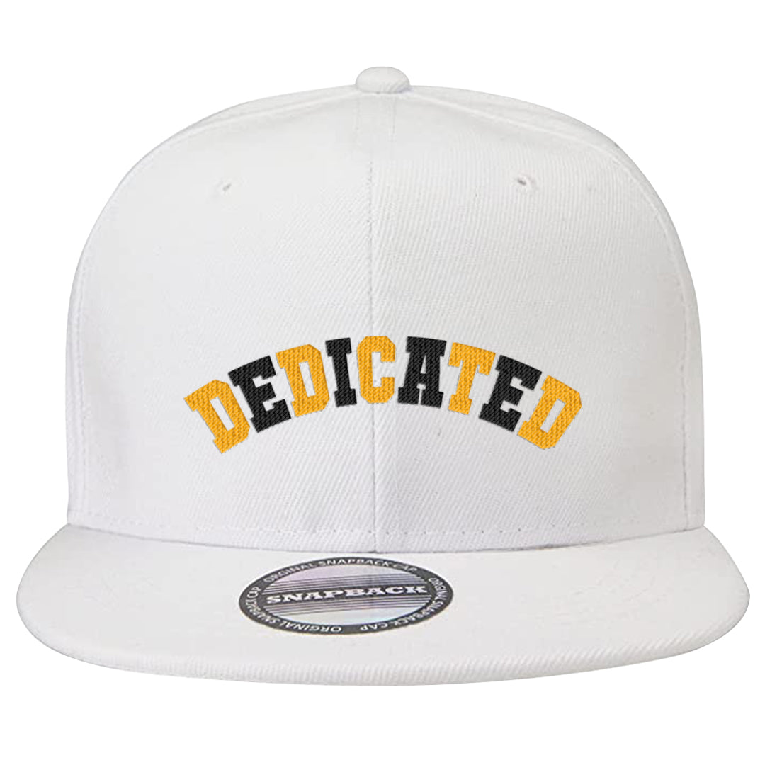 Yellow Ochre 6s Snapback Hat | Dedicated, White