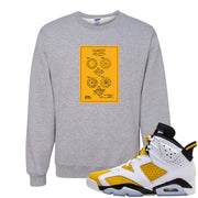 Yellow Ochre 6s Crewneck Sweatshirt | Diamond Patent Sketch, Ash