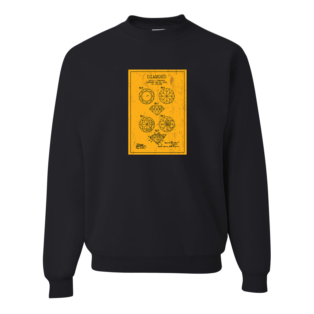 Yellow Ochre 6s Crewneck Sweatshirt | Diamond Patent Sketch, Black