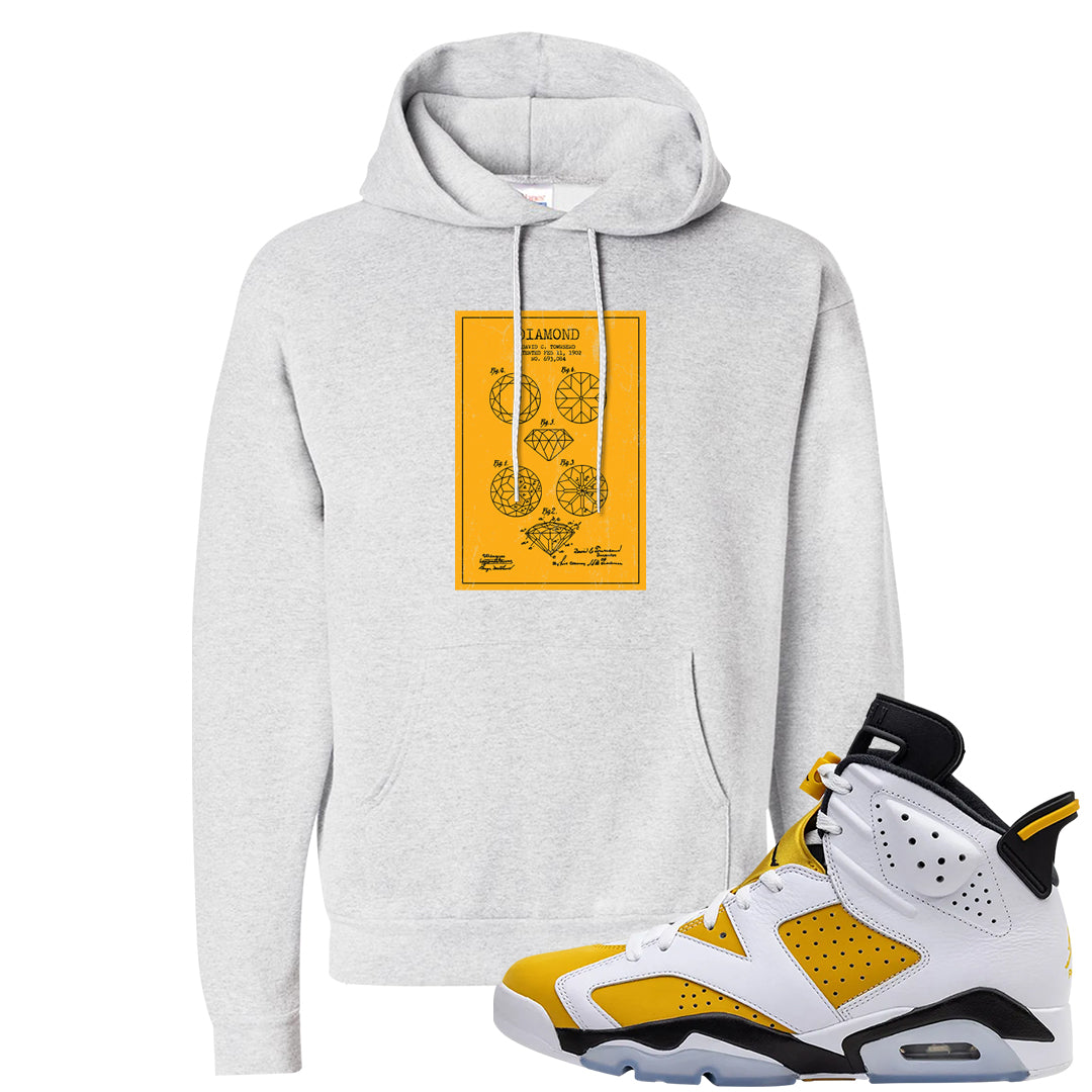 Yellow Ochre 6s Hoodie | Diamond Patent Sketch, Ash