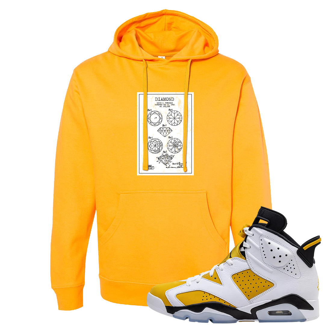 Yellow Ochre 6s Hoodie | Diamond Patent Sketch, Gold