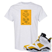 Yellow Ochre 6s T Shirt | Diamond Patent Sketch, Ash