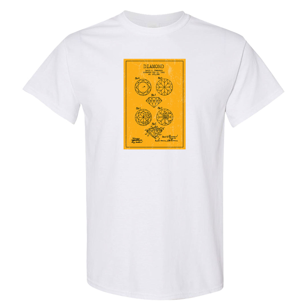 Yellow Ochre 6s T Shirt | Diamond Patent Sketch, White