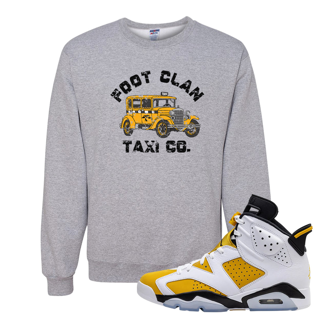 Yellow Ochre 6s Crewneck Sweatshirt | Foot Clan Taxi Co., Ash