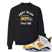 Yellow Ochre 6s Crewneck Sweatshirt | Foot Clan Taxi Co., Black