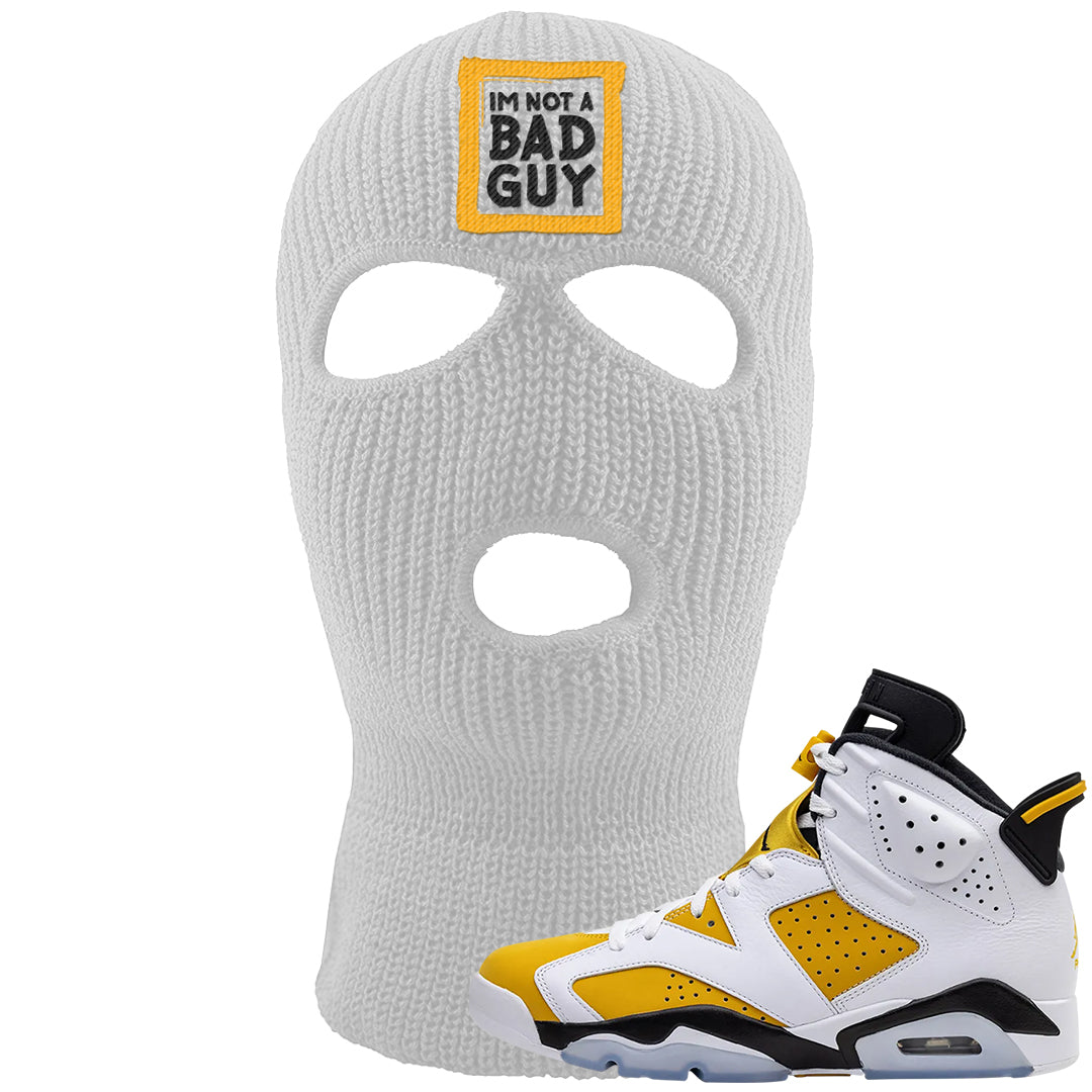 Yellow Ochre 6s Ski Mask | I'm Not A Bad Guy, White