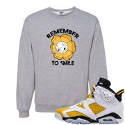 Yellow Ochre 6s Crewneck Sweatshirt | Remember To Smile, Ash