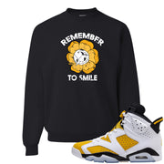 Yellow Ochre 6s Crewneck Sweatshirt | Remember To Smile, Black