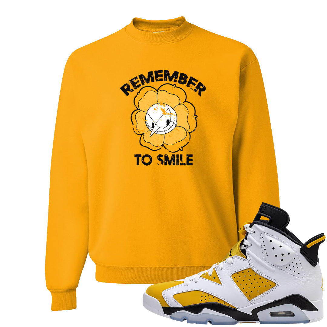 Yellow Ochre 6s Crewneck Sweatshirt | Remember To Smile, Gold