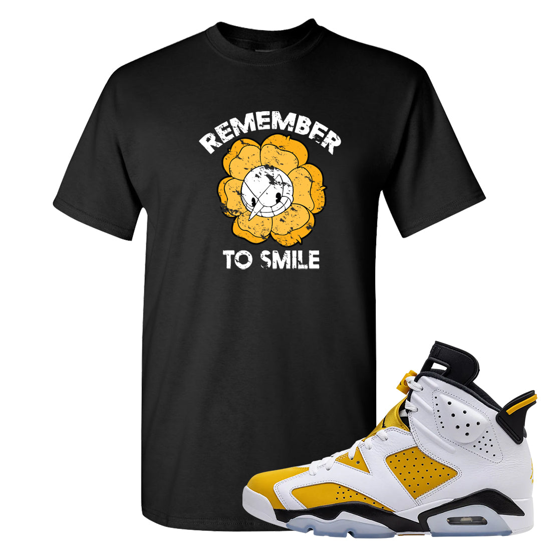 Yellow Ochre 6s T Shirt | Remember To Smile, Black