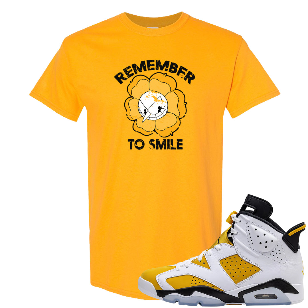 Yellow Ochre 6s T Shirt | Remember To Smile, Gold