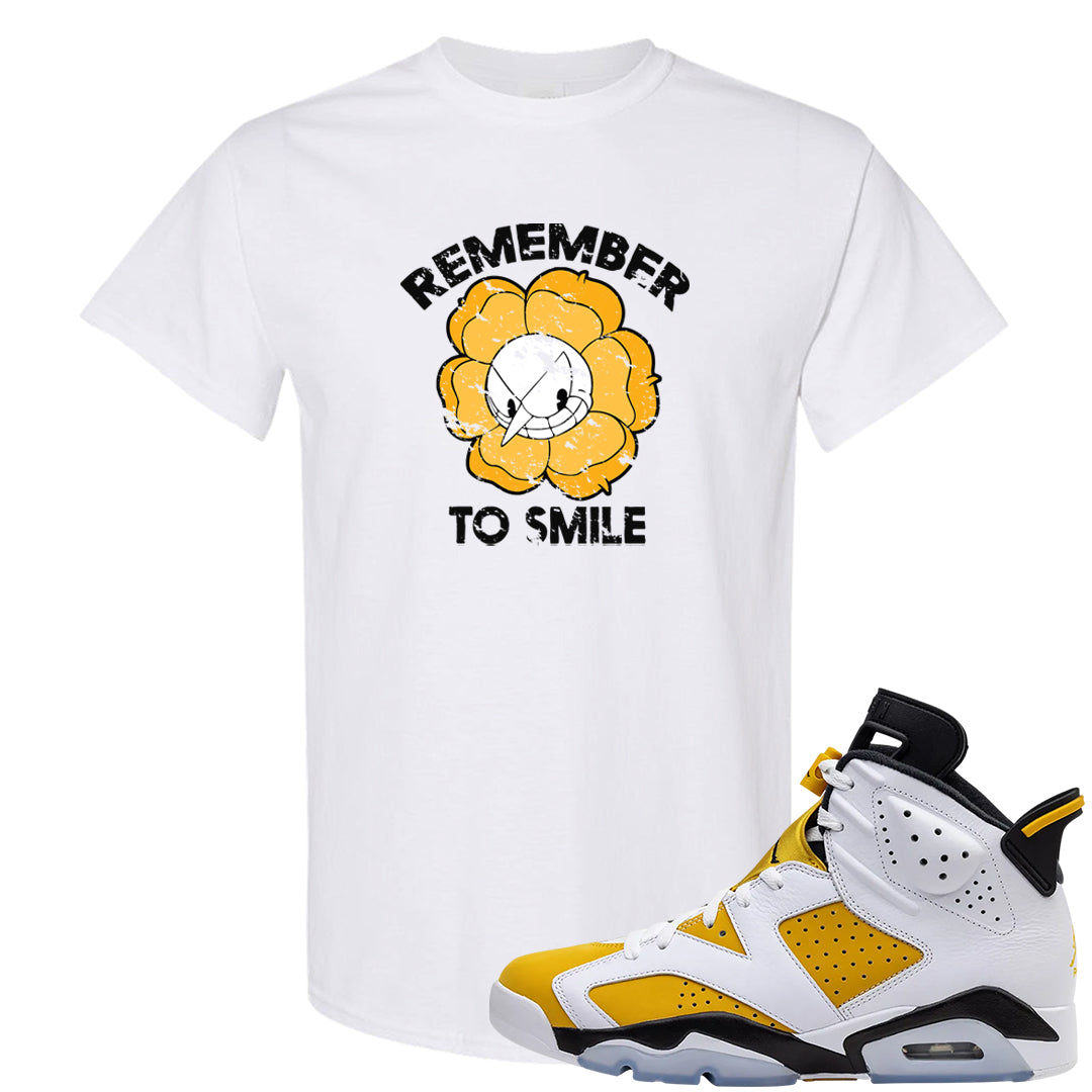 Yellow Ochre 6s T Shirt | Remember To Smile, White