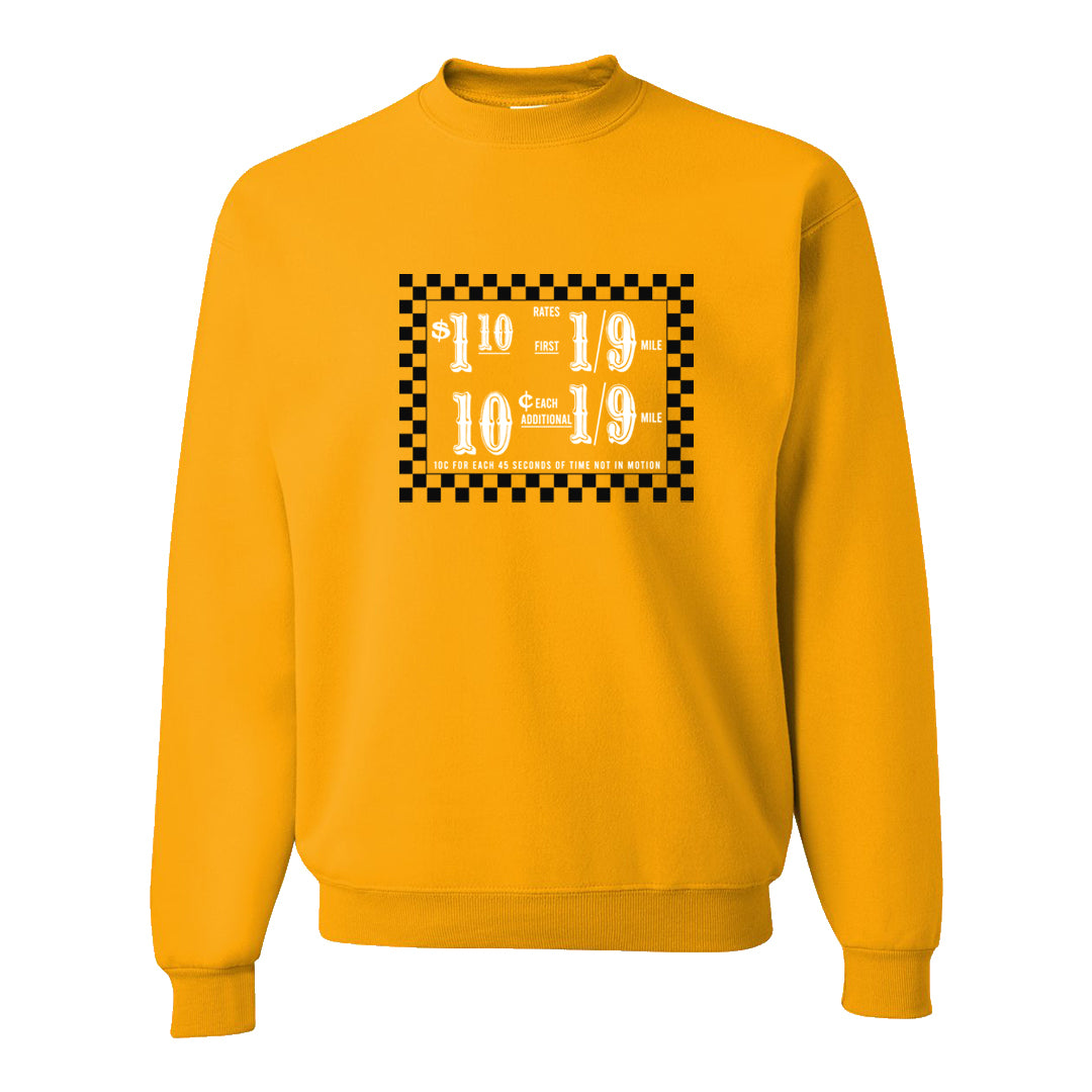 Yellow Ochre 6s Crewneck Sweatshirt | Taxi Fare Ticket, Gold