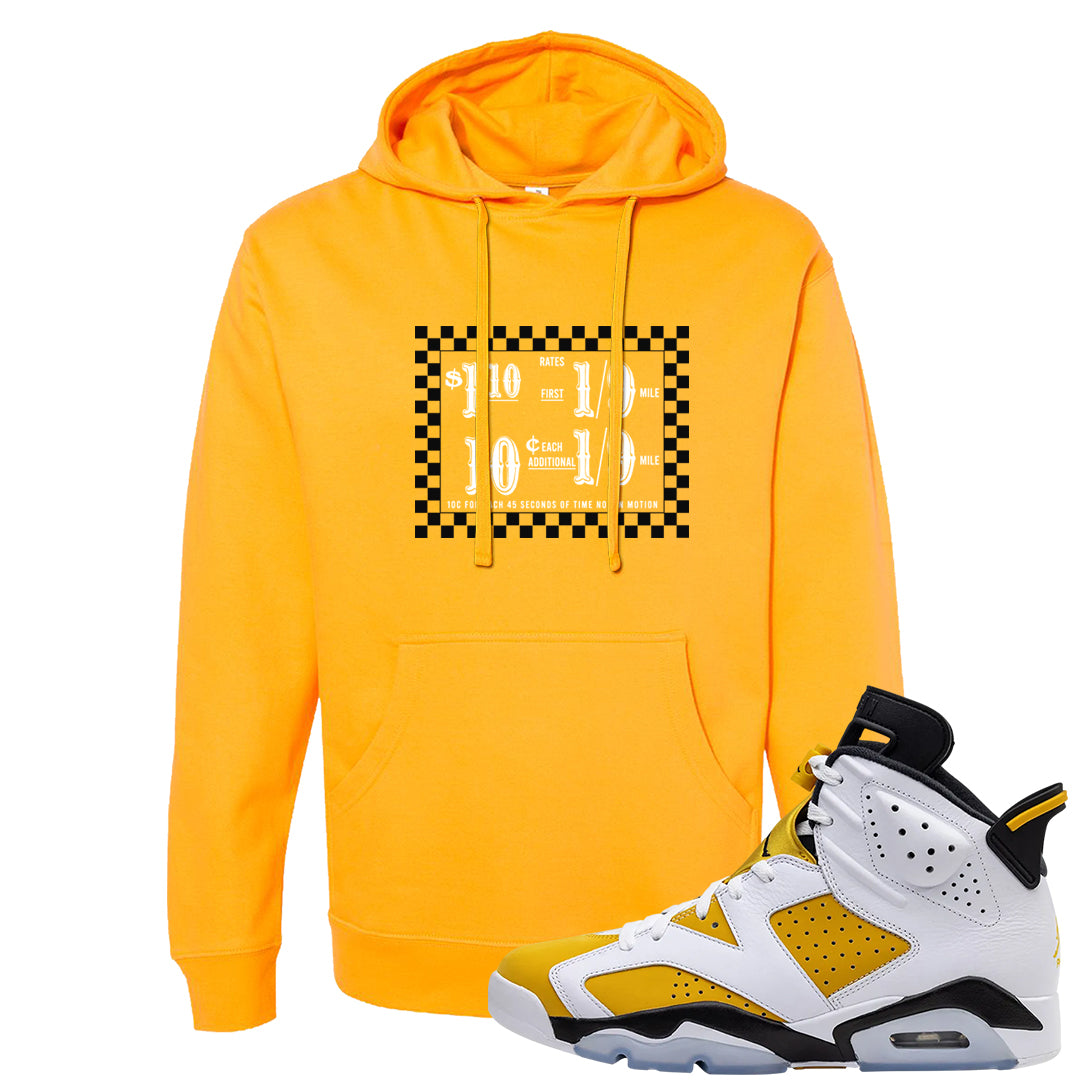 Yellow Ochre 6s Hoodie | Taxi Fare Ticket, Gold