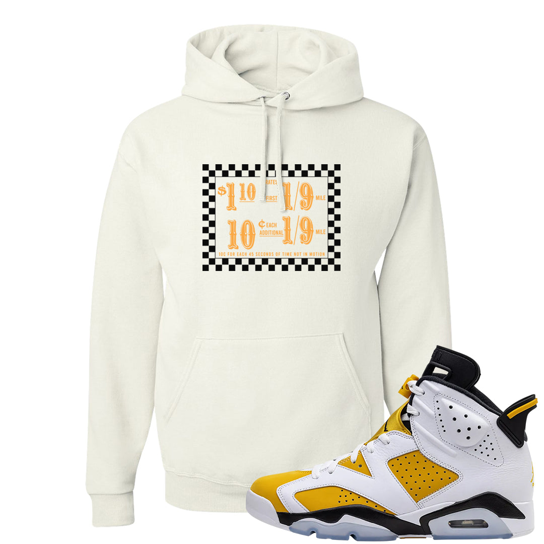Yellow Ochre 6s Hoodie | Taxi Fare Ticket, White
