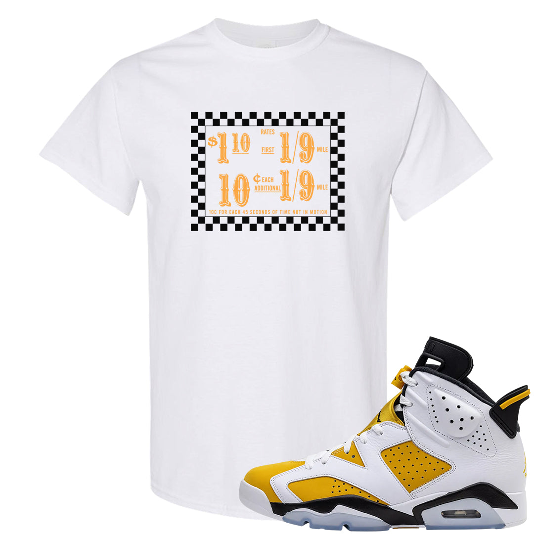 Yellow Ochre 6s T Shirt | Taxi Fare Ticket, White
